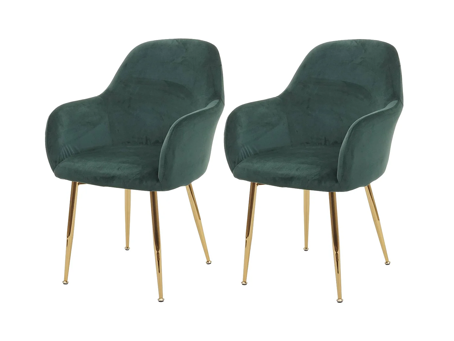 Chaise de salle à manger MCW-F18 (lot de 2),  vert velours, pieds dorés