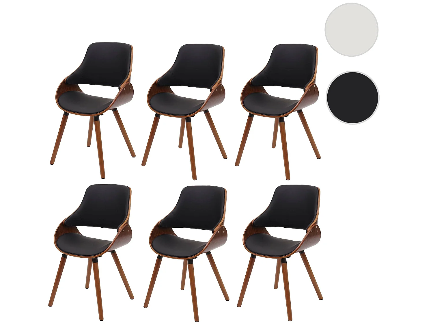 Krzesło do jadalni MCW-D23 (zestaw 6 sztuk),  czarna sztuczna skóra