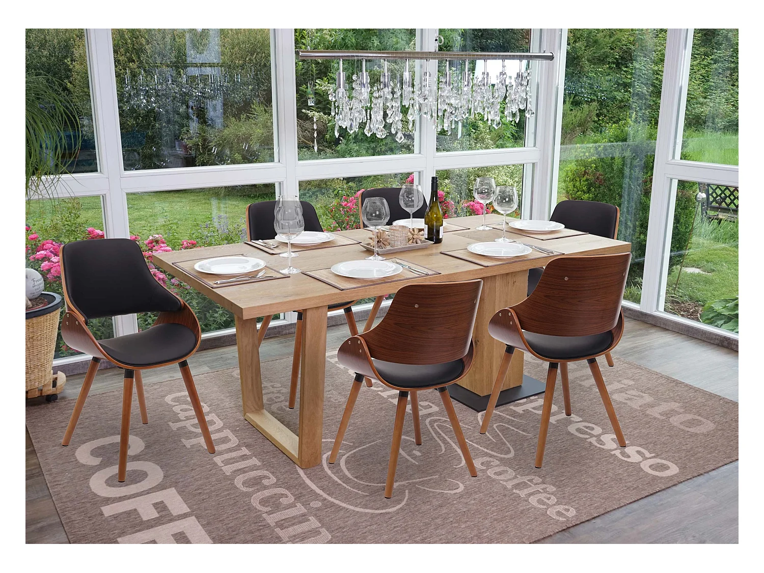 Chaise de salle à manger MCW-D23 (lot de 6),  similicuir noir