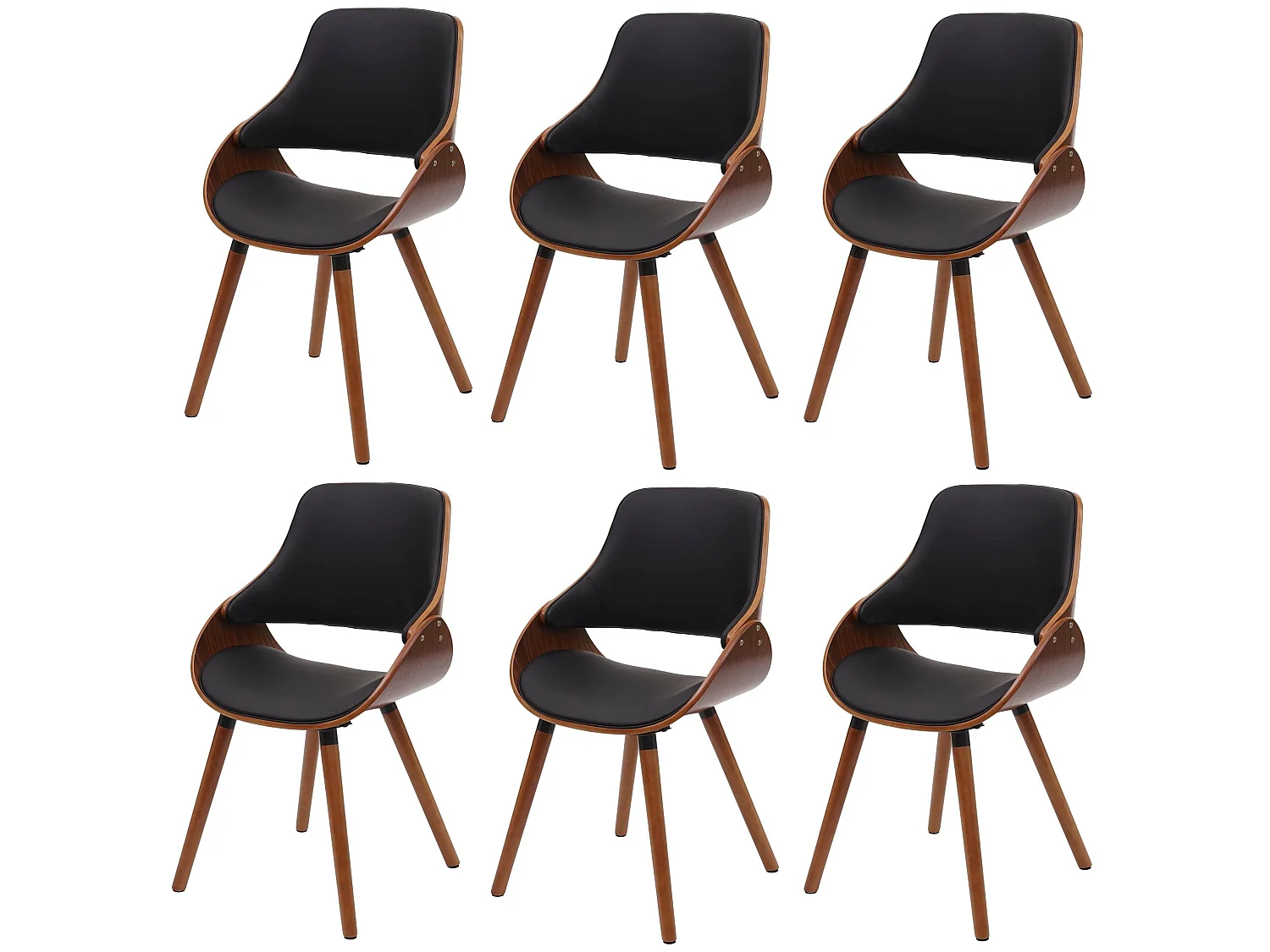 Krzesło do jadalni MCW-D23 (zestaw 6 sztuk),  czarna sztuczna skóra