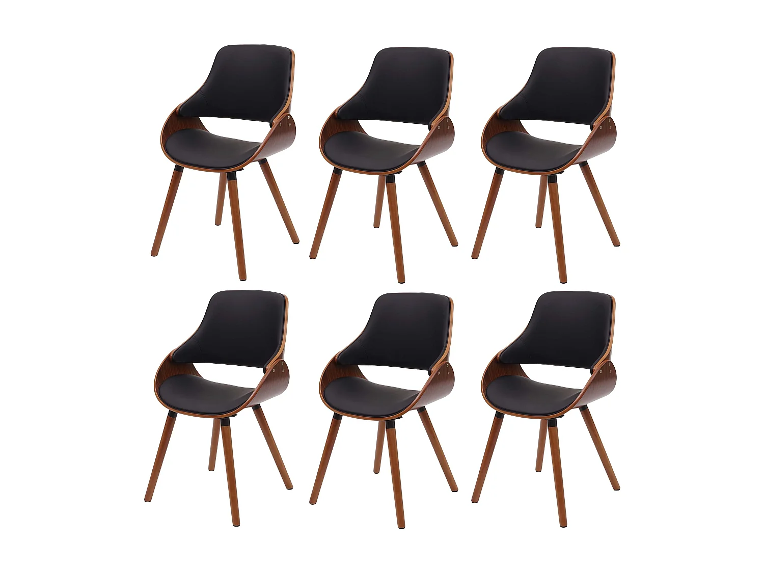 Krzesło do jadalni MCW-D23 (zestaw 6 sztuk),  sztuczna skóra czarna
