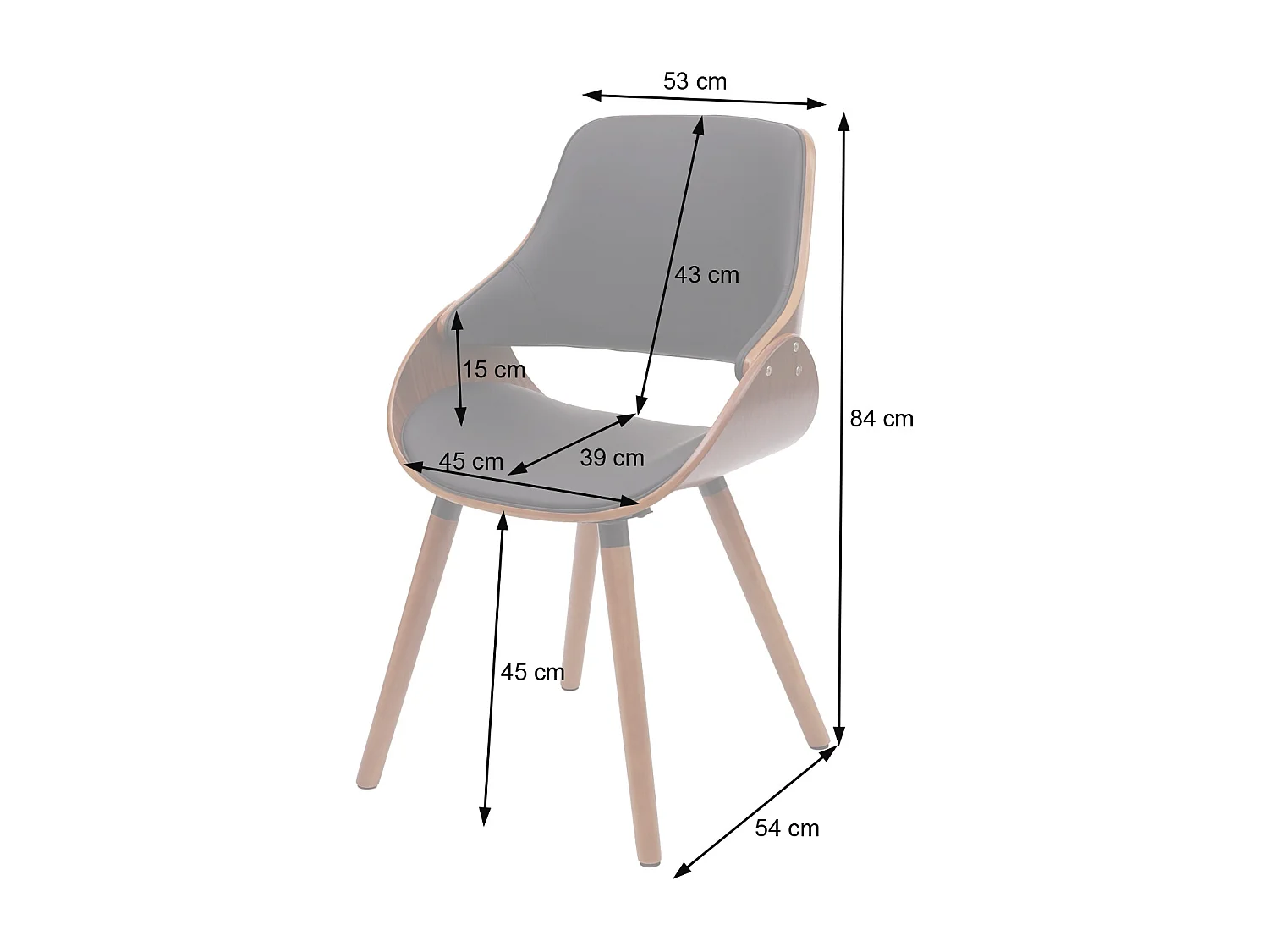 Krzesło do jadalni MCW-D23 (zestaw 6 sztuk),  sztuczna skóra czarna