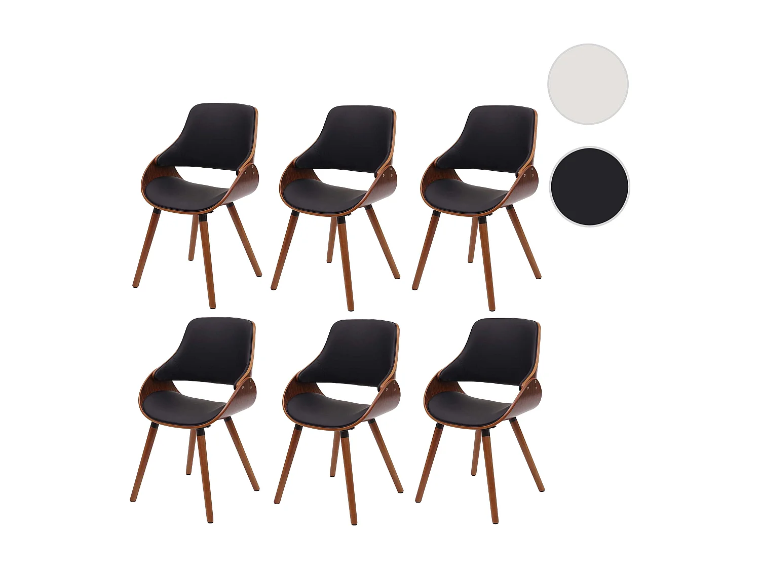 Krzesło do jadalni MCW-D23 (zestaw 6 sztuk),  sztuczna skóra czarna