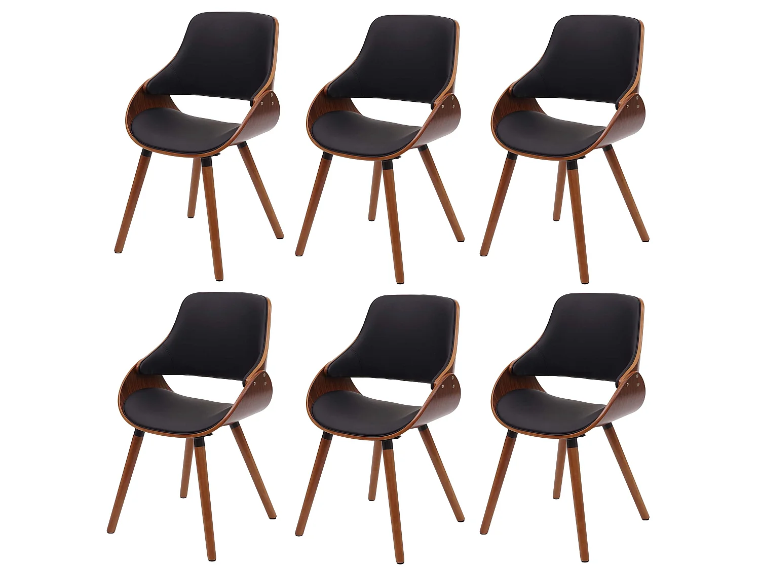Krzesło do jadalni MCW-D23 (zestaw 6 sztuk),  sztuczna skóra czarna