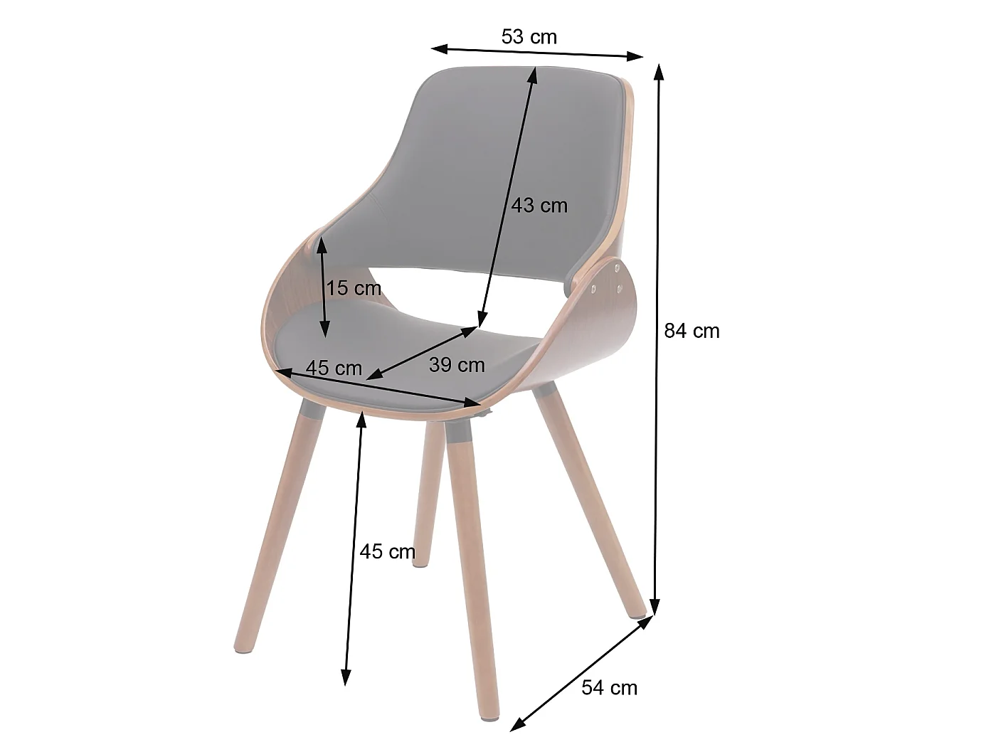 Krzesło do jadalni MCW-D23 (zestaw 6 sztuk),  sztuczna skóra czarna