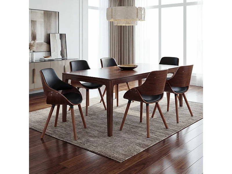 Chaise de salle à manger MCW-D23 (lot de 6),  similicuir noir