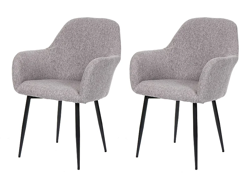 Set 2x sedie poltroncine MCW-F18 design retrò tessuto grigio gambe nere