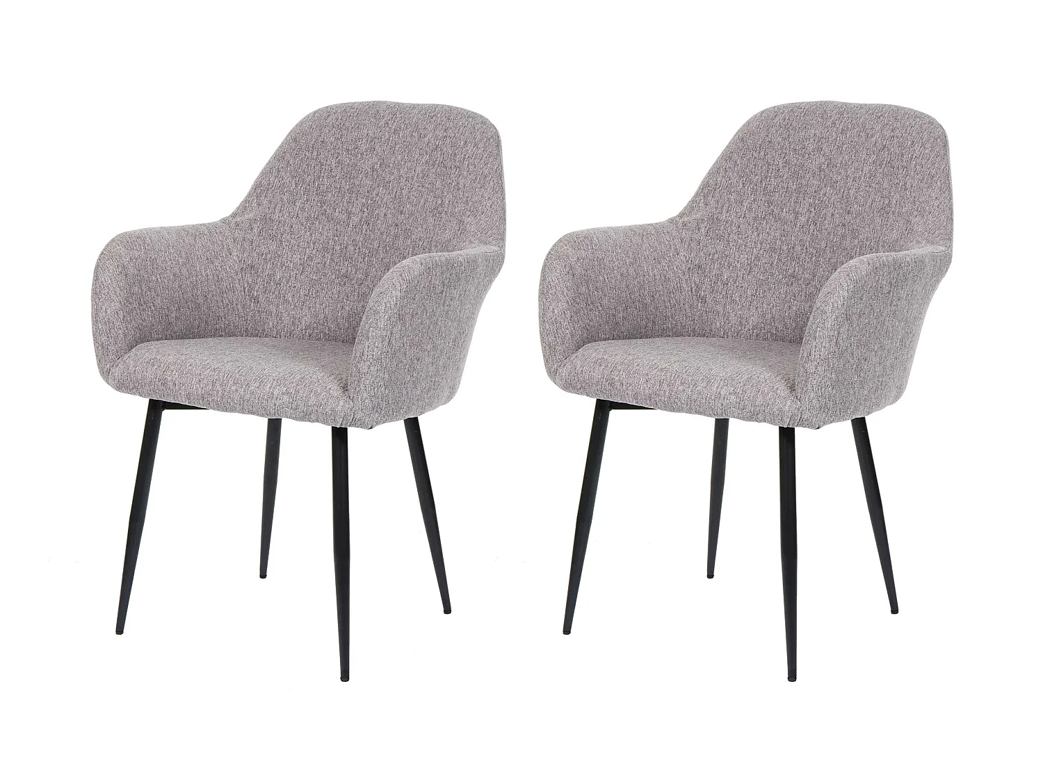 Chaise de salle à manger MCW-F18 (lot de 2),  tissu gris, pieds noirs