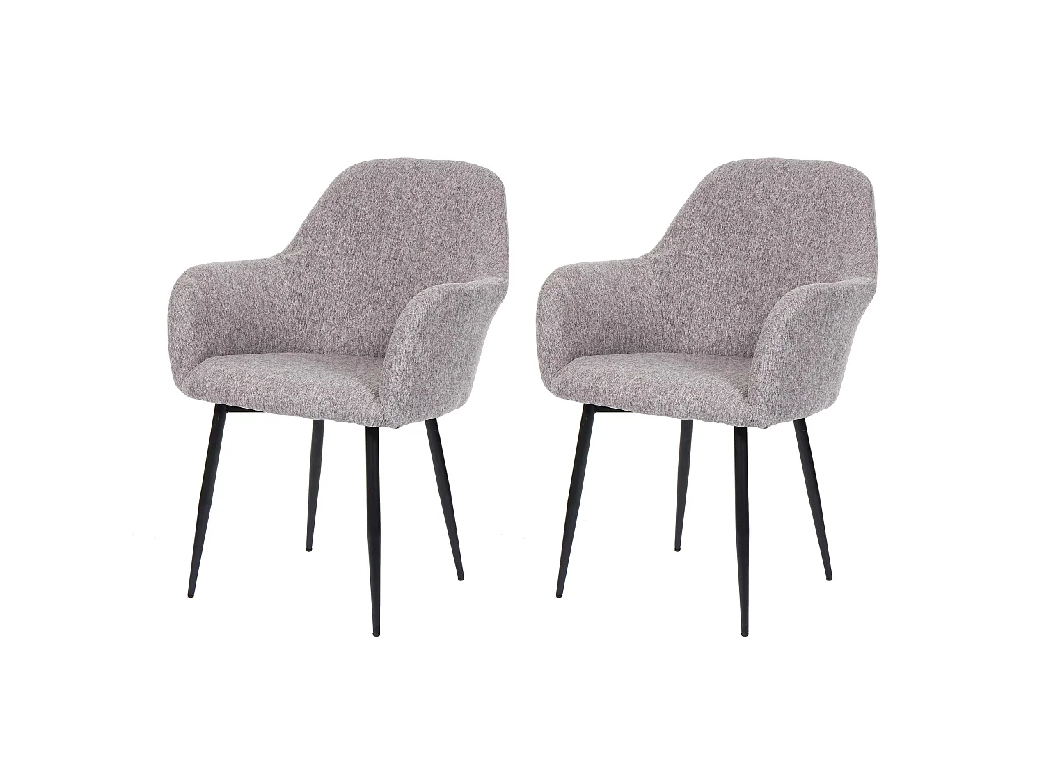Chaise de salle à manger MCW-F18 (lot de 2),  tissu gris, pieds noirs