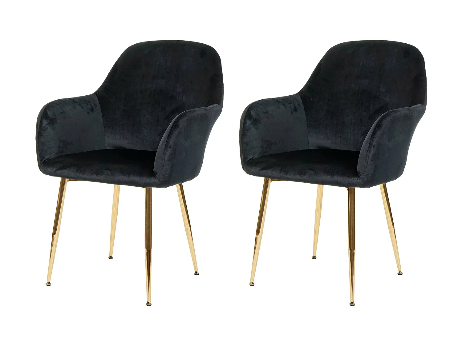 Chaise de salle à manger MCW-F18 (lot de 2),  velours noir, pieds dorés