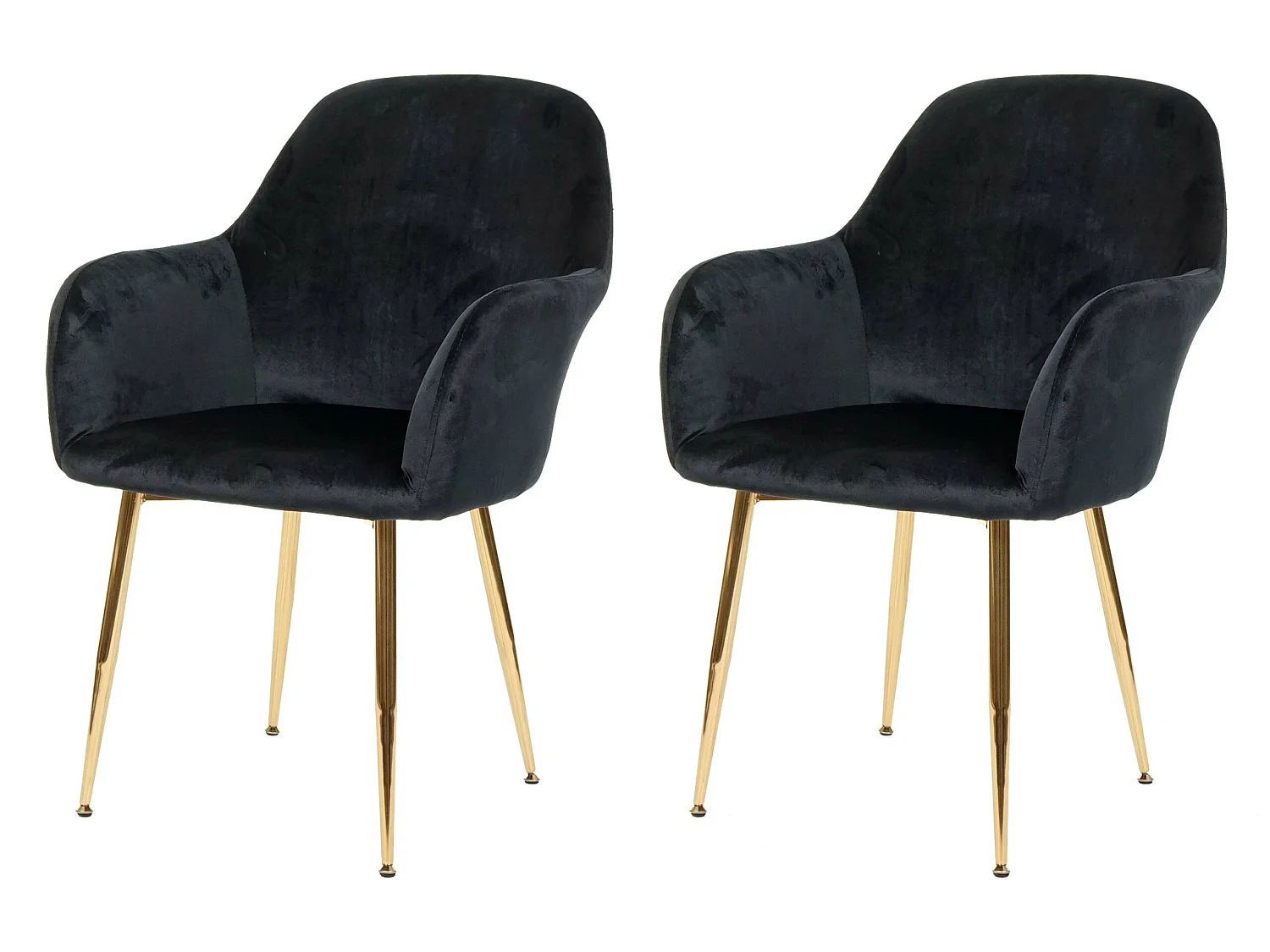 Chaise de salle à manger MCW-F18 (lot de 2),  velours noir, pieds dorés