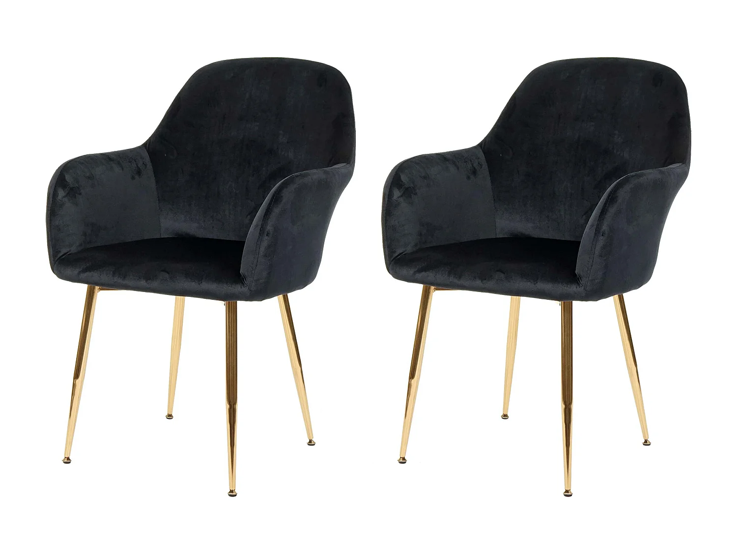 Chaise de salle à manger MCW-F18 (lot de 2),  velours noir, pieds dorés