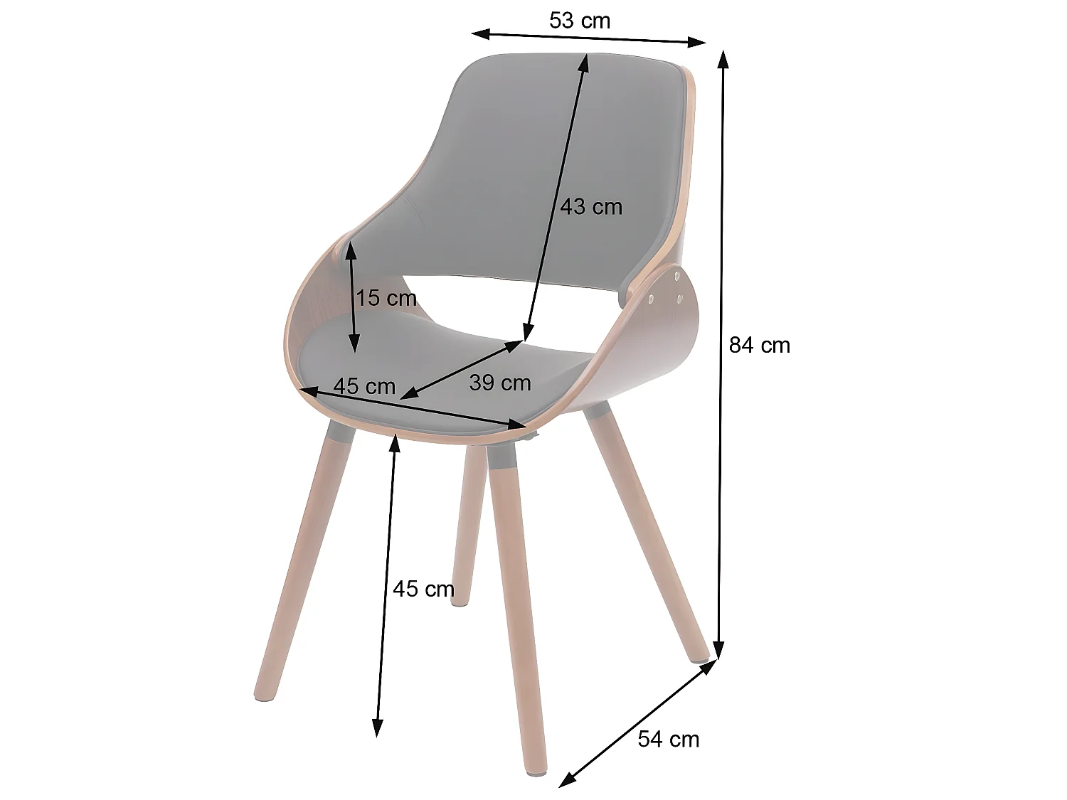 Chaise de salle à manger MCW-D23,  similicuir noir
