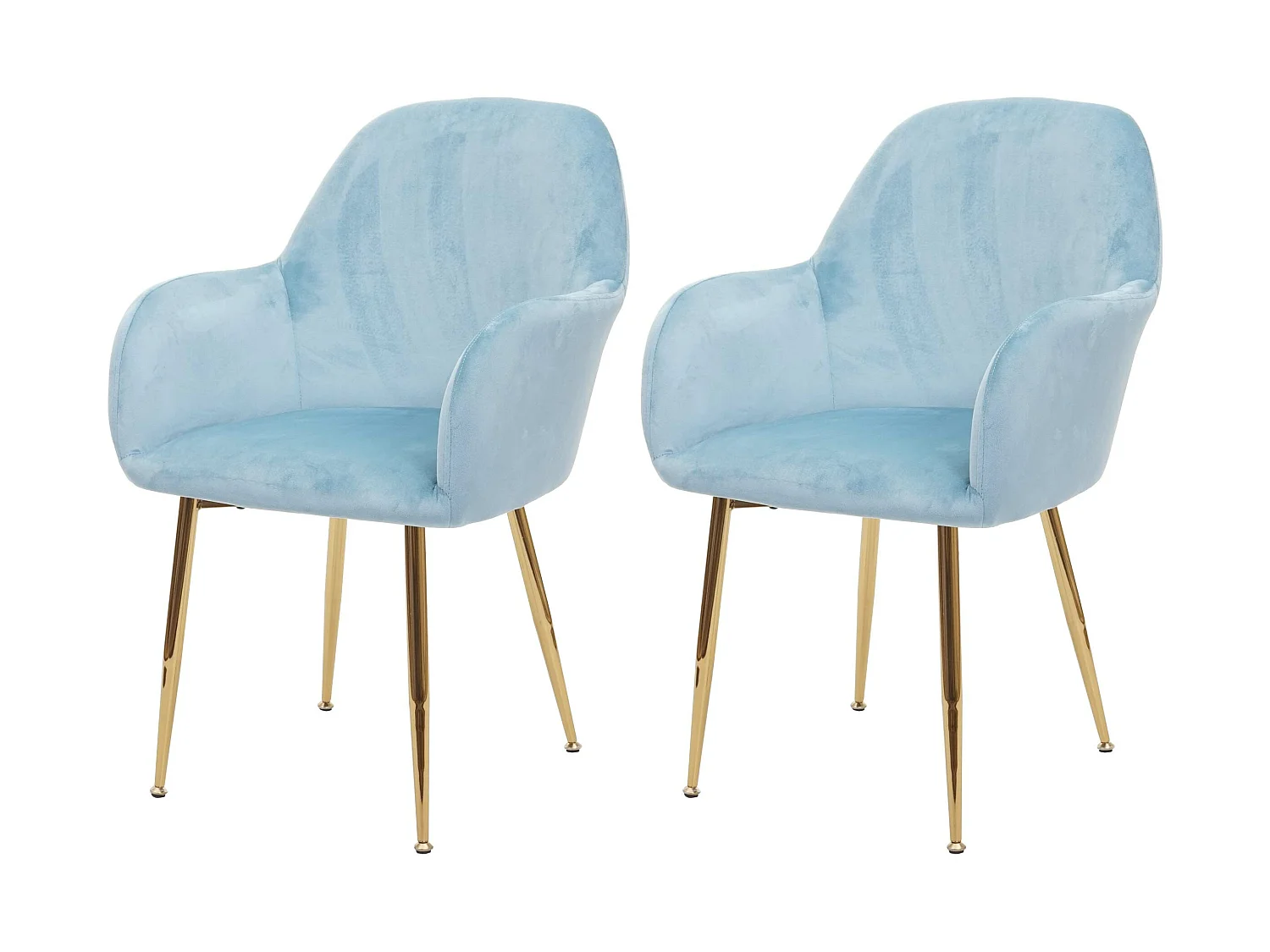Chaise de salle à manger MCW-F18 (lot de 2),  velours menthe, pieds dorés