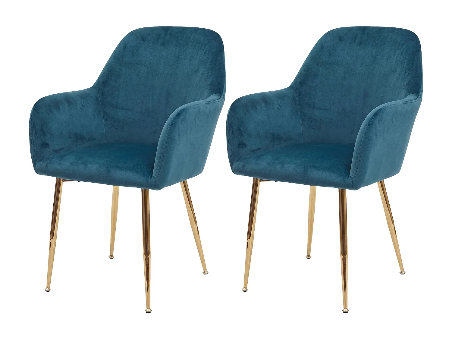 Chaise de salle à manger MCW-F18 (lot de 2),  velours menthe, pieds dorés