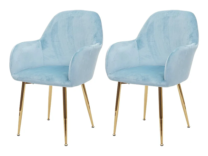 Chaise de salle à manger MCW-F18 (lot de 2),  velours menthe, pieds dorés