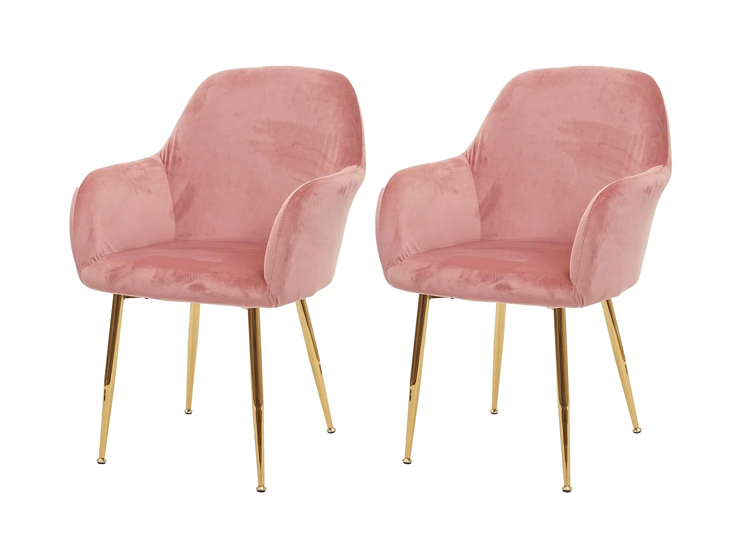 Cadeira de jantar MCW-F18 (conjunto de 2),  veludo rosa antigo, pernas douradas