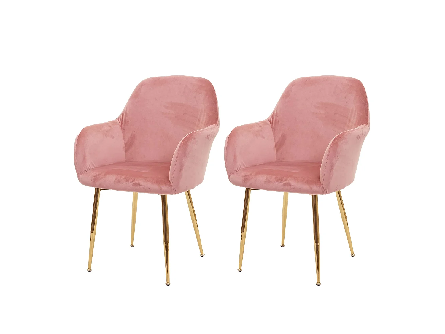 Chaise de salle à manger MCW-F18 (lot de 2),  velours vieux rose, pieds dorés