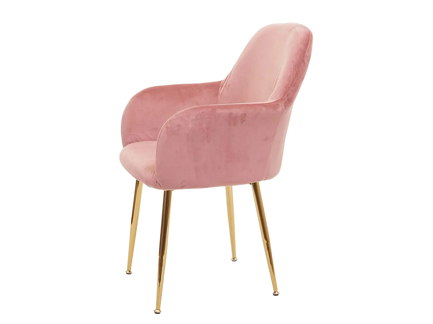 Chaise de salle à manger MCW-F18 (lot de 2),  velours vieux rose, pieds dorés
