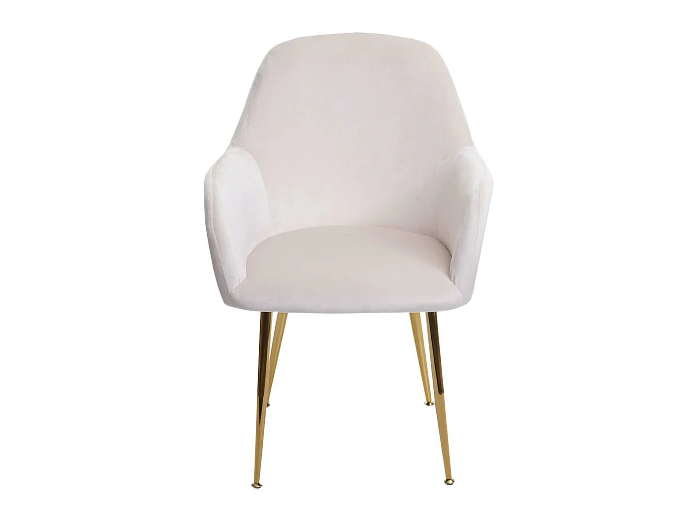Chaise de salle à manger MCW-F18 (lot de 2),  velours crème-blanc, pieds dorés