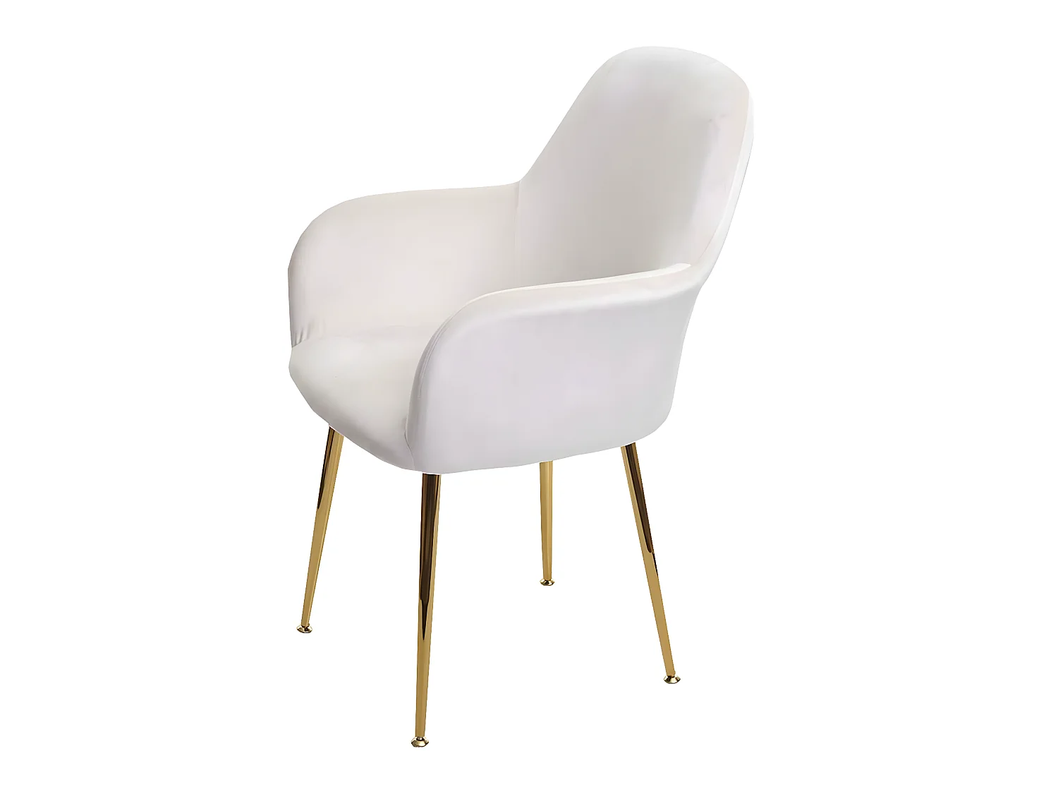 Chaise de salle à manger MCW-F18 (lot de 2),  velours crème-blanc, pieds dorés