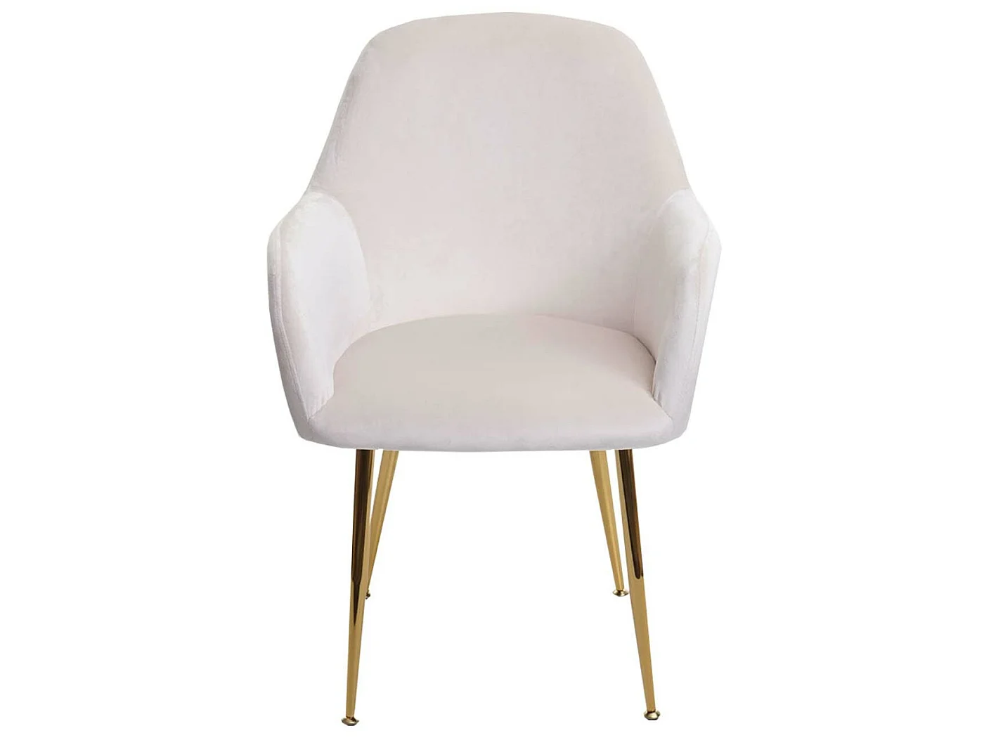 Chaise de salle à manger MCW-F18 (lot de 2),  velours crème-blanc, pieds dorés