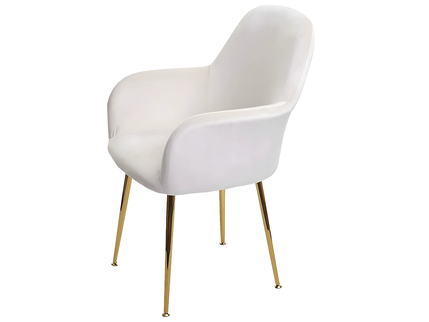 Chaise de salle à manger MCW-F18 (lot de 2),  velours crème-blanc, pieds dorés