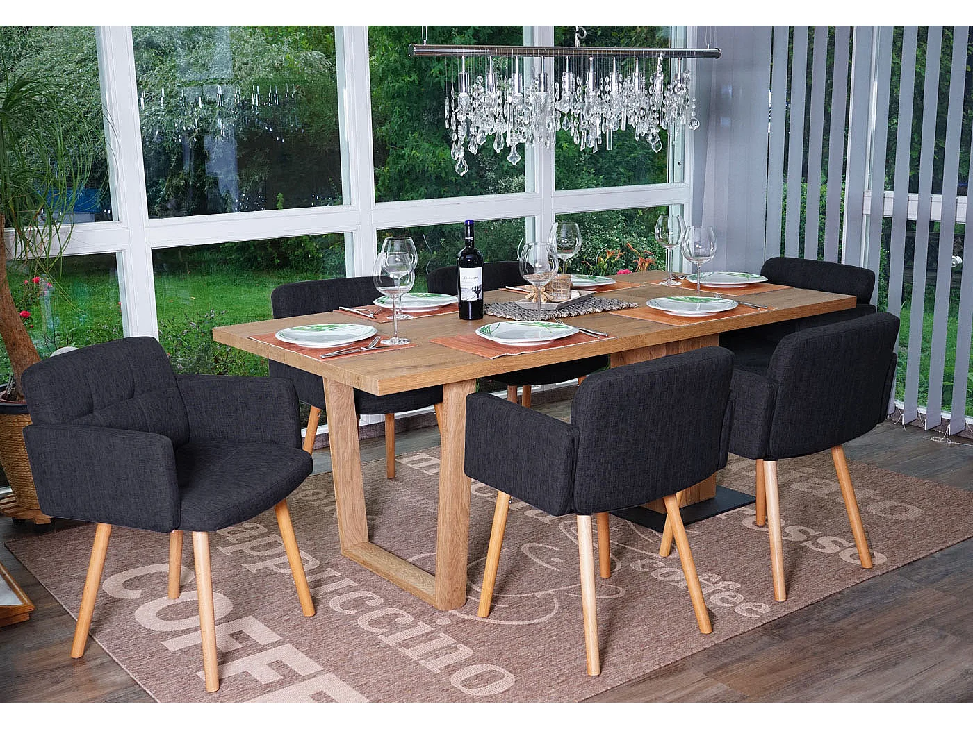 Chaise de salle à manger Houston II (lot de 6),  tissu, gris foncé