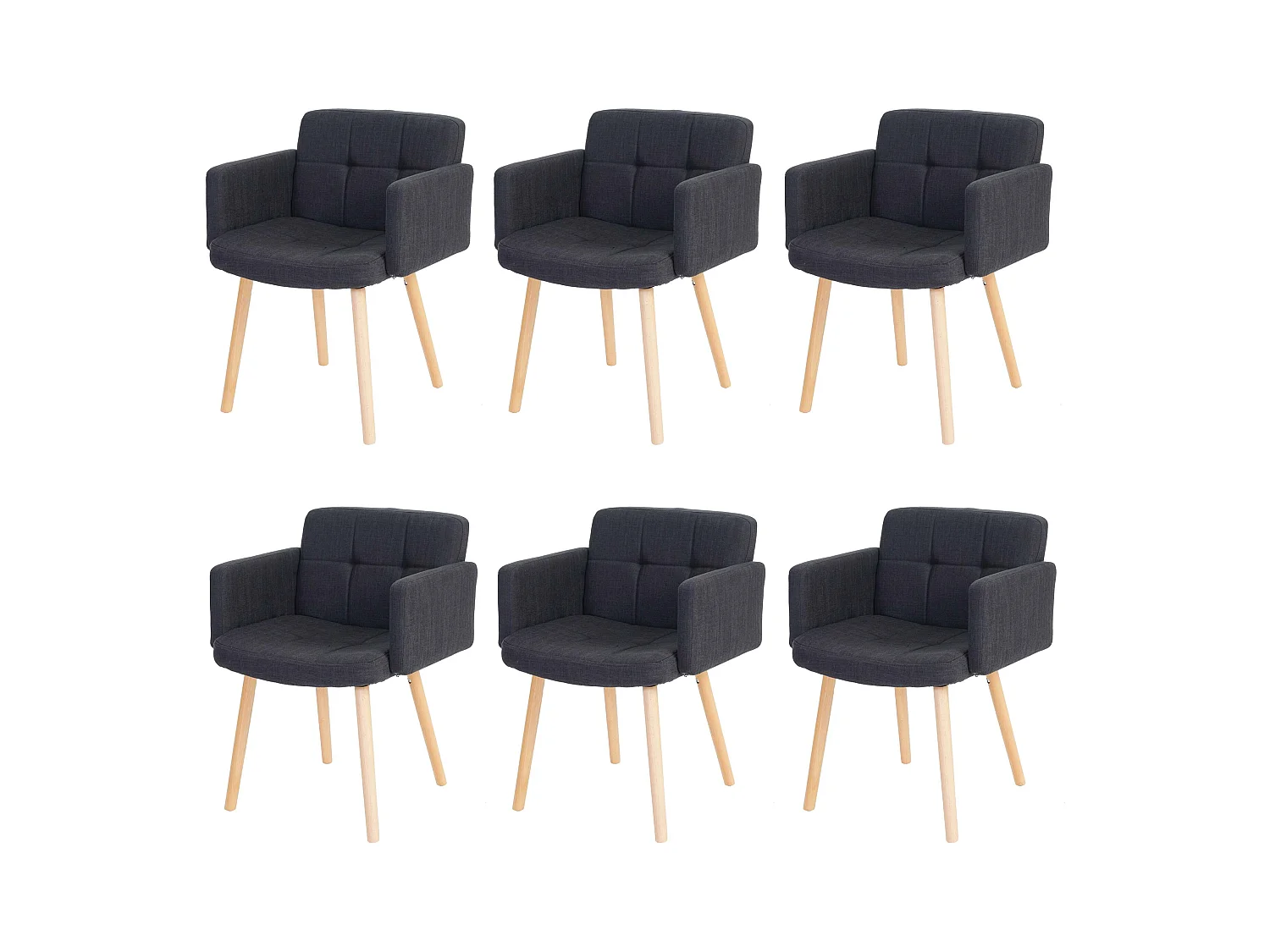 Chaise de salle à manger Houston II (lot de 6),  tissu, gris foncé