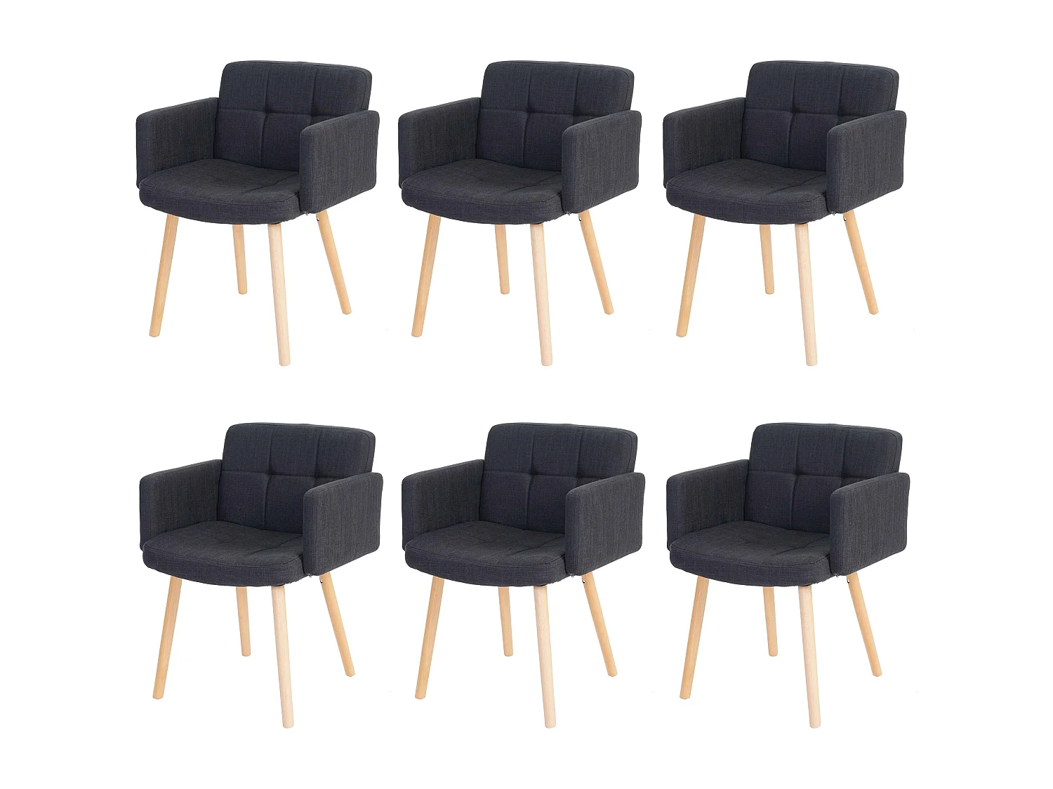 Chaise de salle à manger Houston II (lot de 6),  tissu, gris foncé