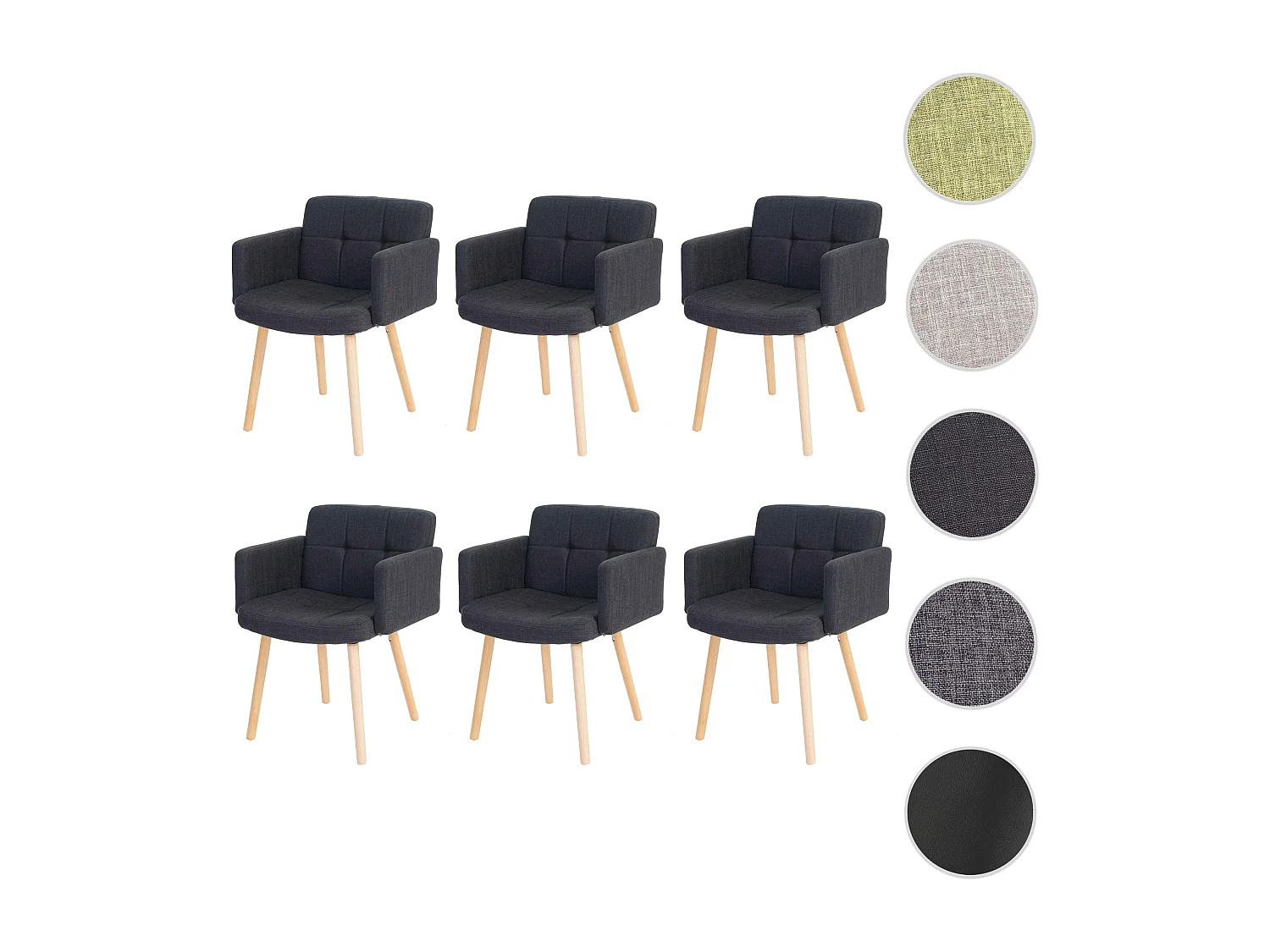 Chaise de salle à manger Houston II (lot de 6),  tissu, gris foncé