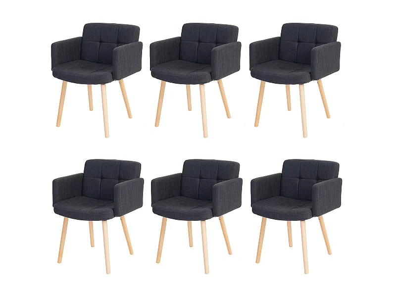 Chaise de salle à manger Houston II (lot de 6),  tissu, gris foncé