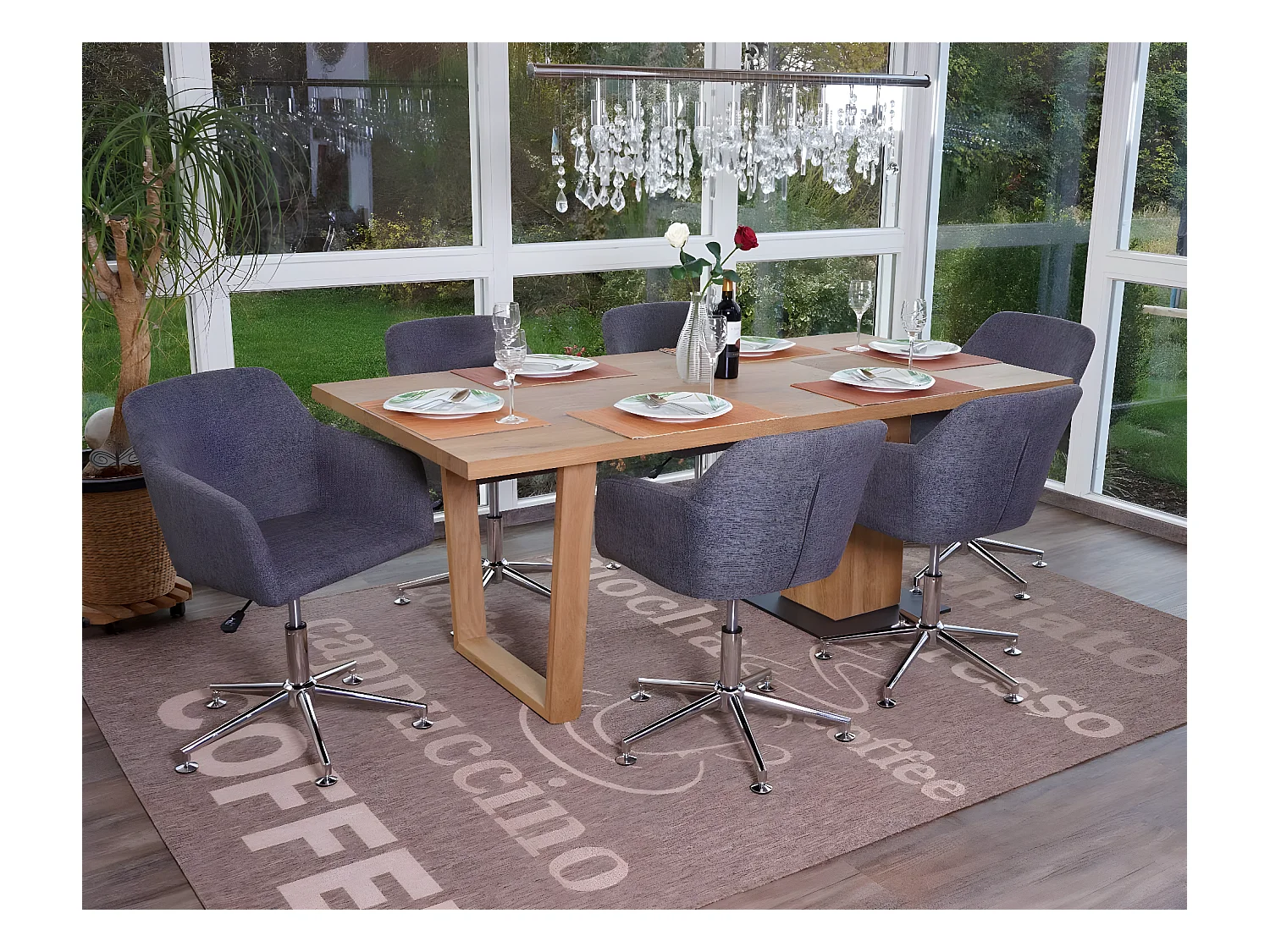 Chaise de salle à manger MCW-A74 (lot de 6),  tissu, gris