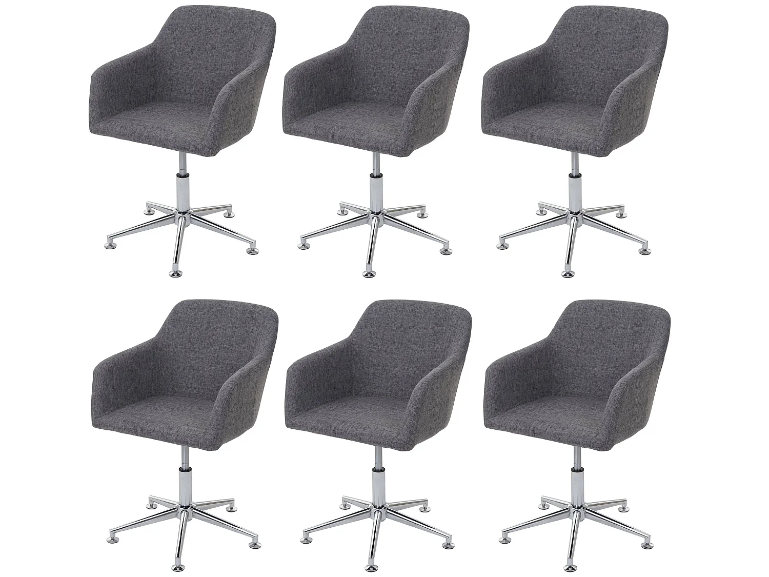 Eetkamerstoel MCW-A74 (set van 6),  textiel, grijs