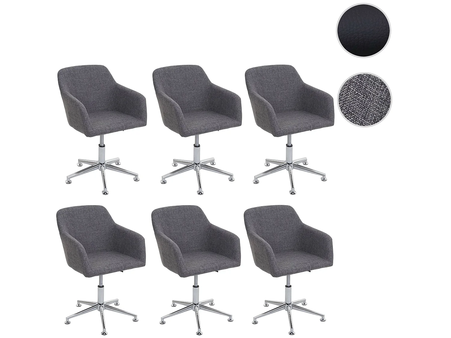 Eetkamerstoel MCW-A74 (set van 6),  textiel, grijs