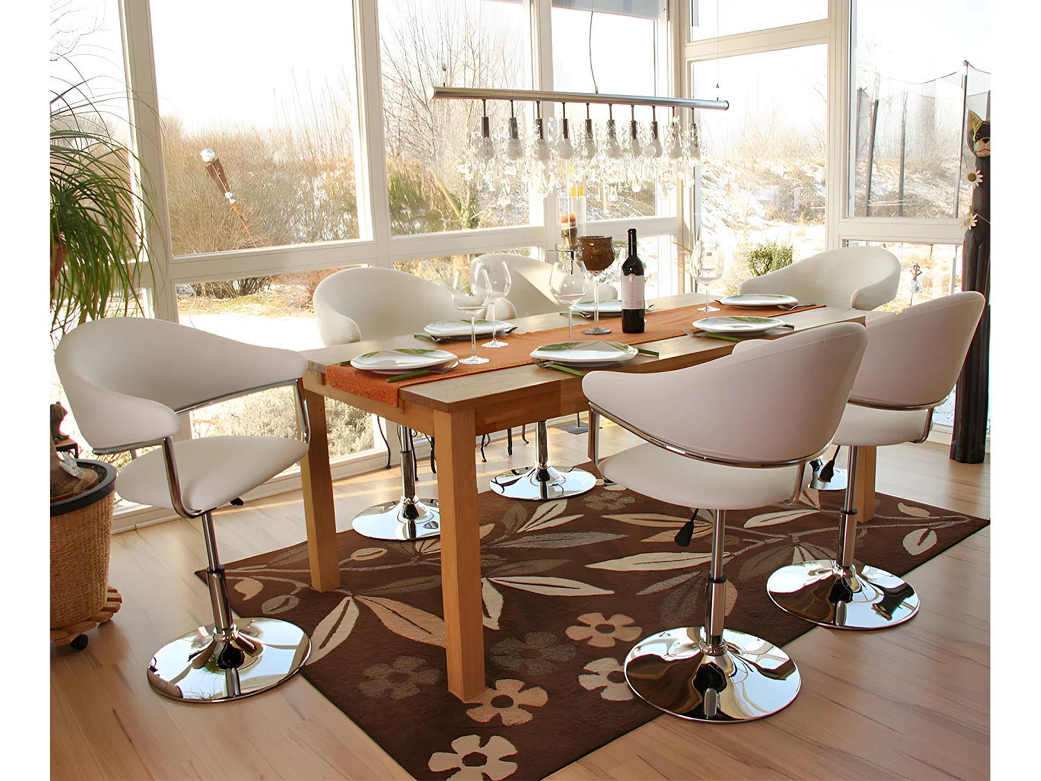 Chaise de salle à manger MCW-L51, Chaise de séjour COMO, réglable en hauteur, simili-cuir, blanc