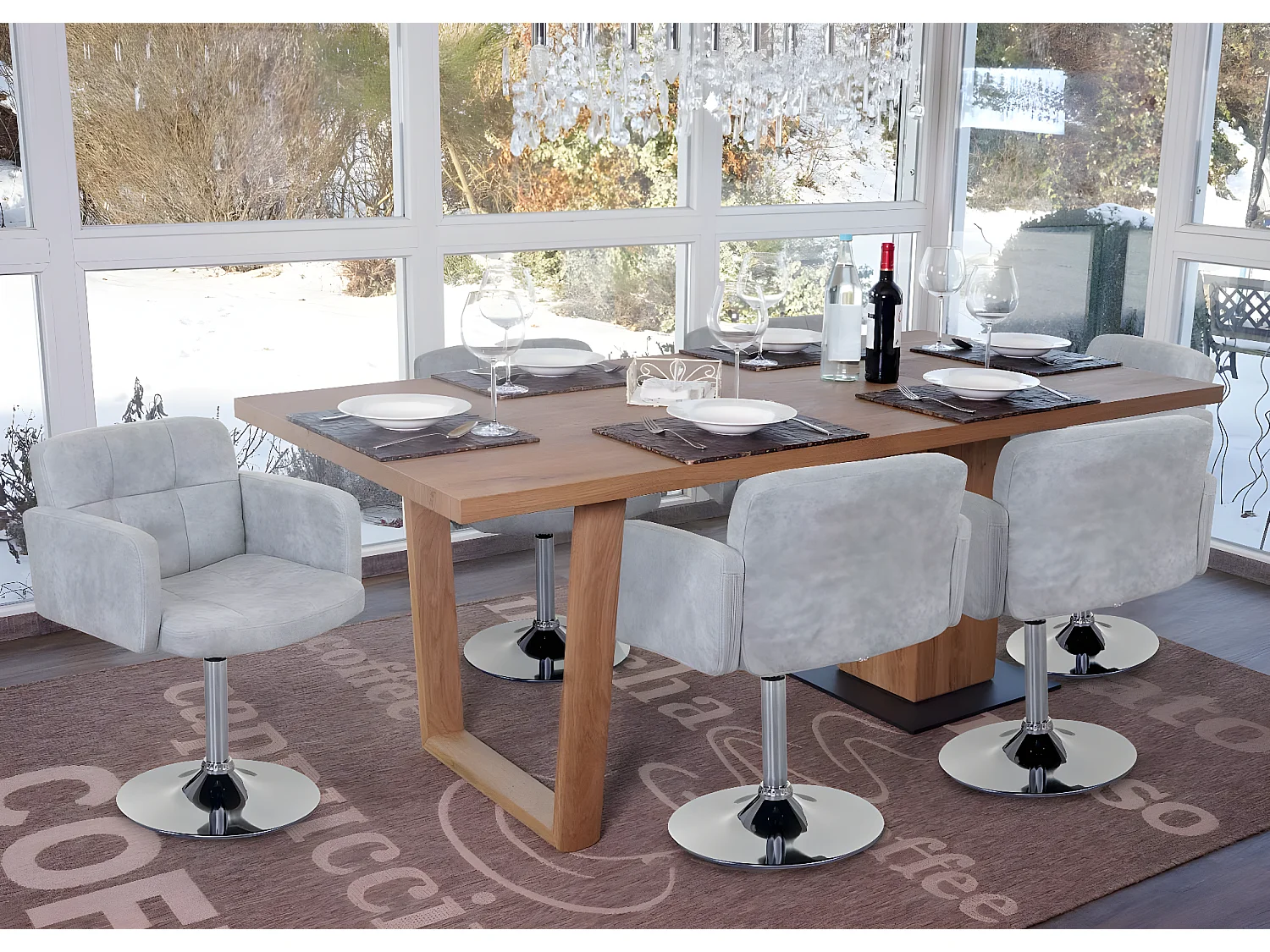 Cadeira de jantar Houston (conjunto de 6),  cinzento vintage