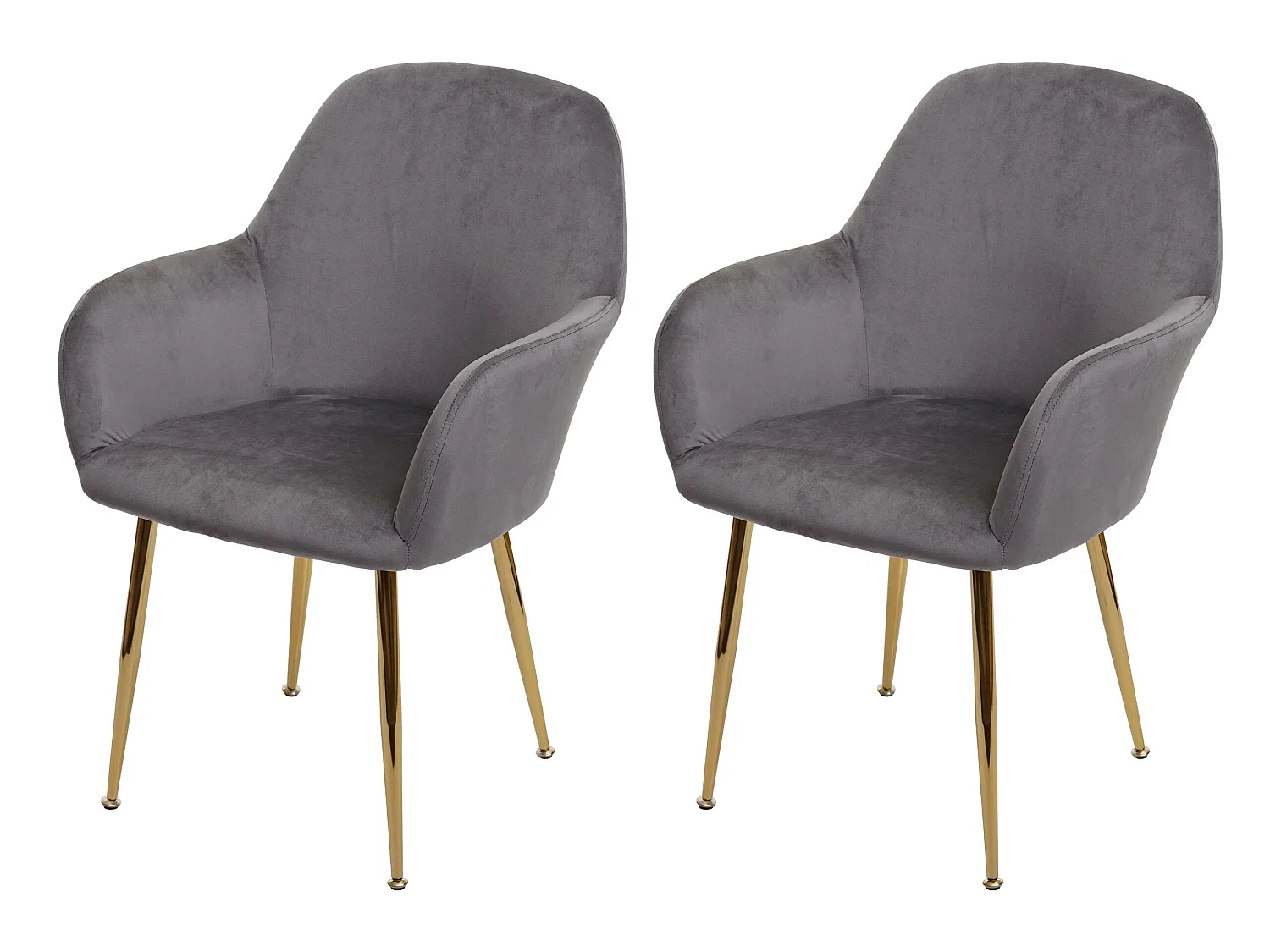 Chaise de salle à manger MCW-F18 (lot de 2),  velours gris, pieds dorés