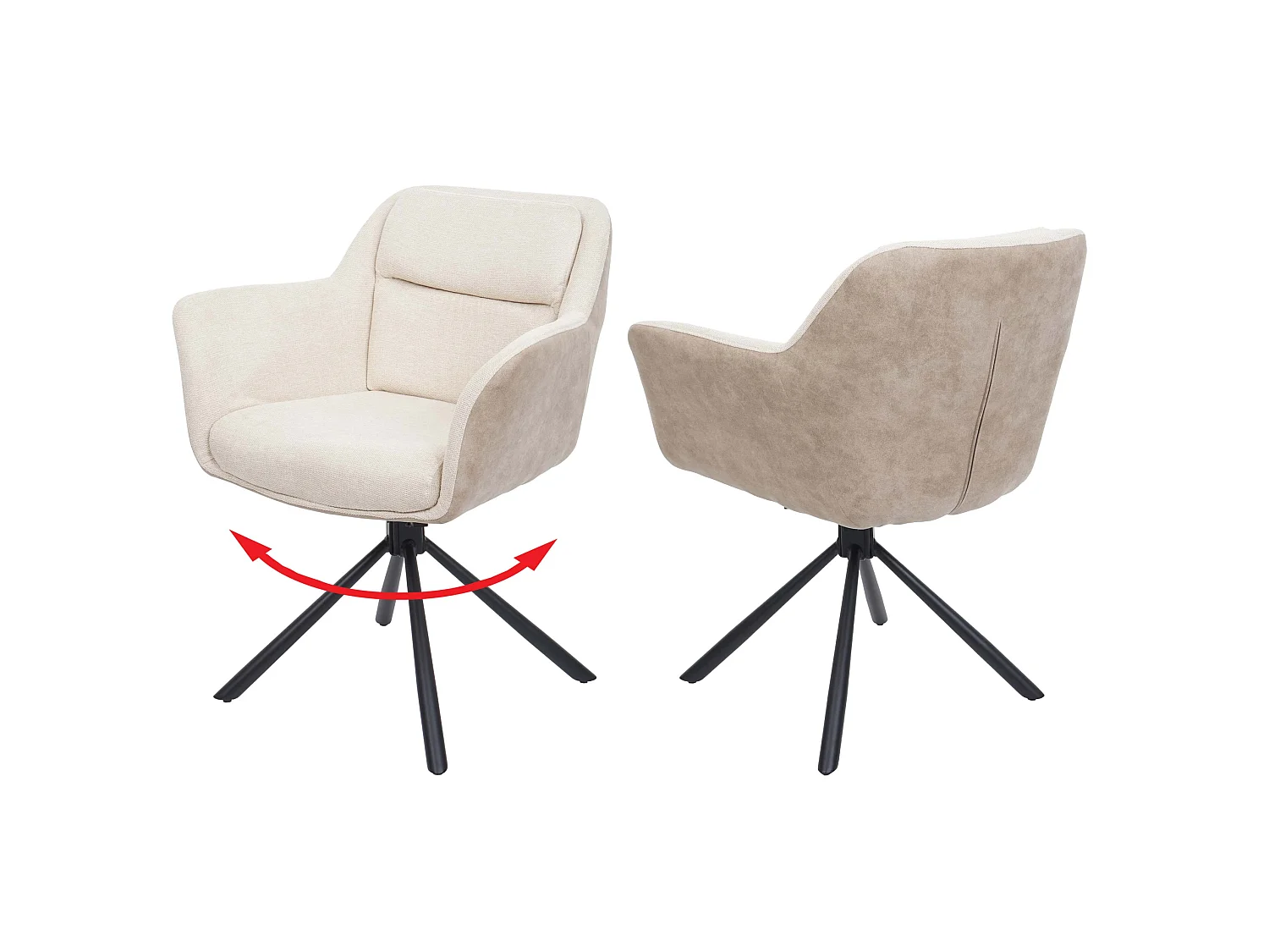 Esszimmerstuhl MCW-K33 (2er-Set), Kunstleder, creme