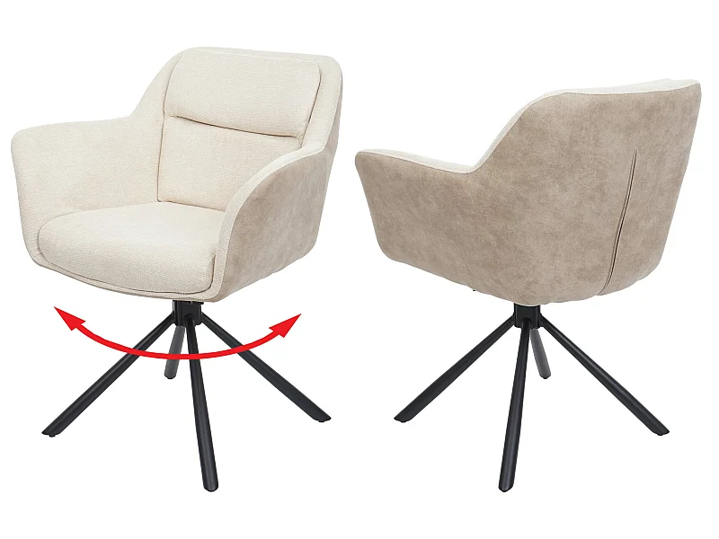 Esszimmerstuhl MCW-K33 (2er-Set), Kunstleder, creme