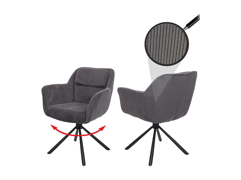 Krzesło do jadalni MCW-K33 (zestaw 2 sztuk),  sztruks szary