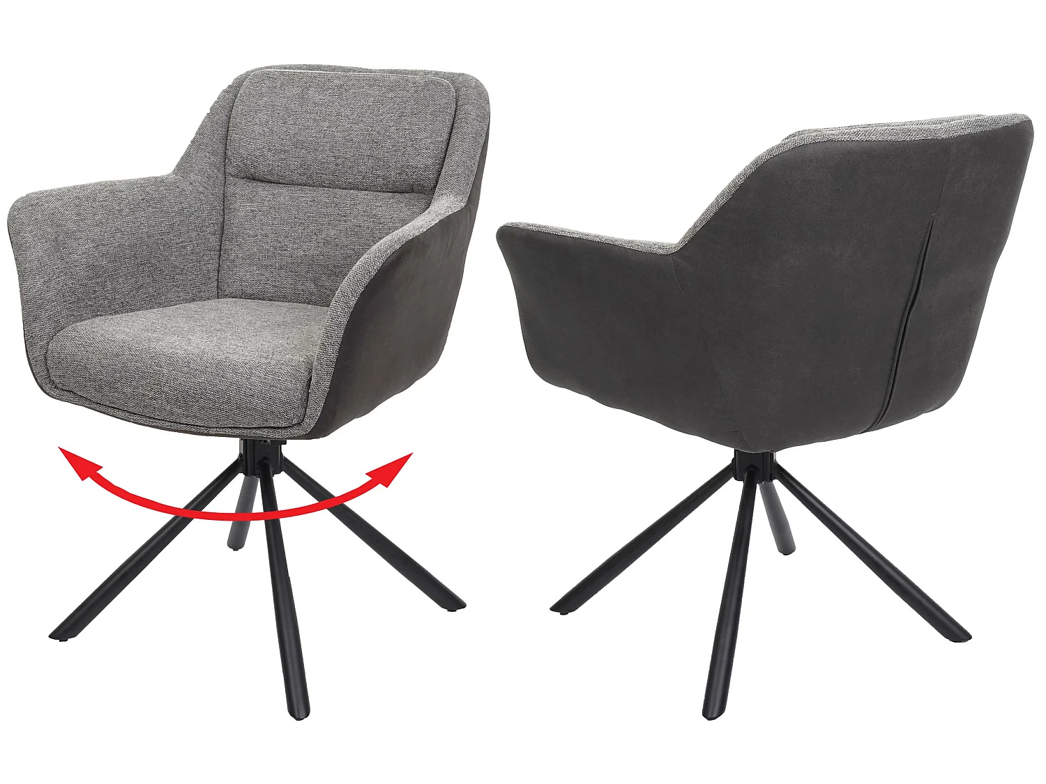 MCW-K33 eetkamerstoel (set van 2),  kunstleer, grijs-donkergrijs