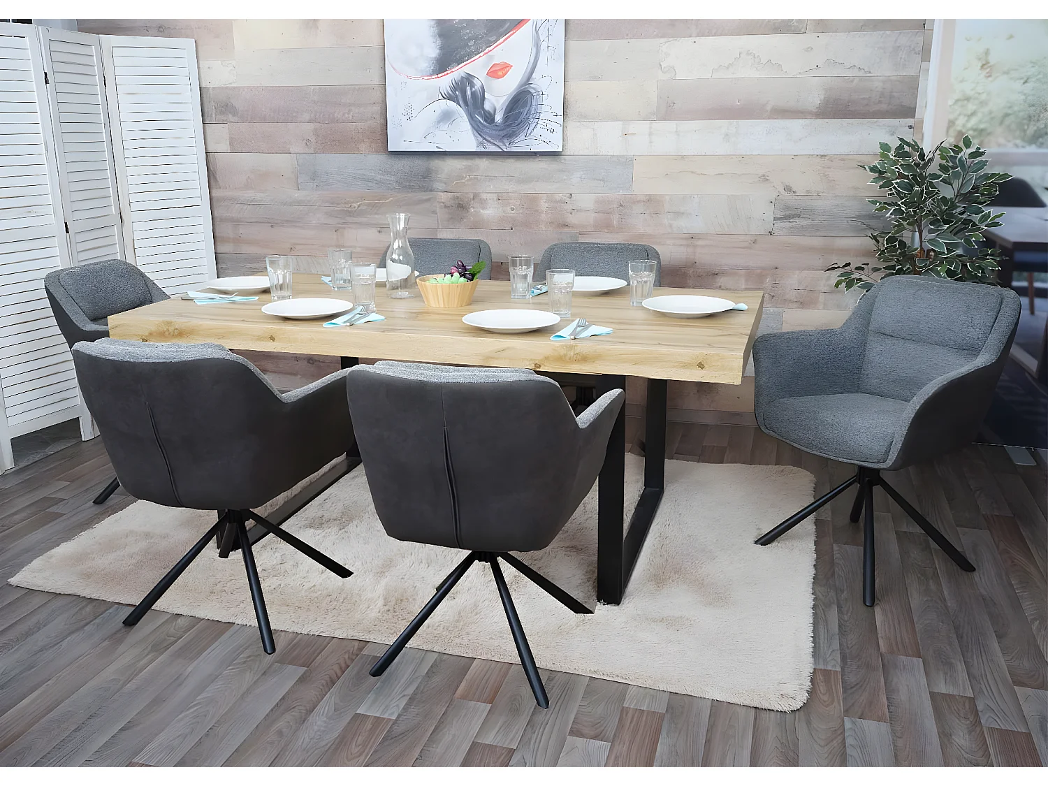 Krzesło do jadalni MCW-K33 (zestaw 2 sztuk),  imitacja skóry, szary-ciemnoszary