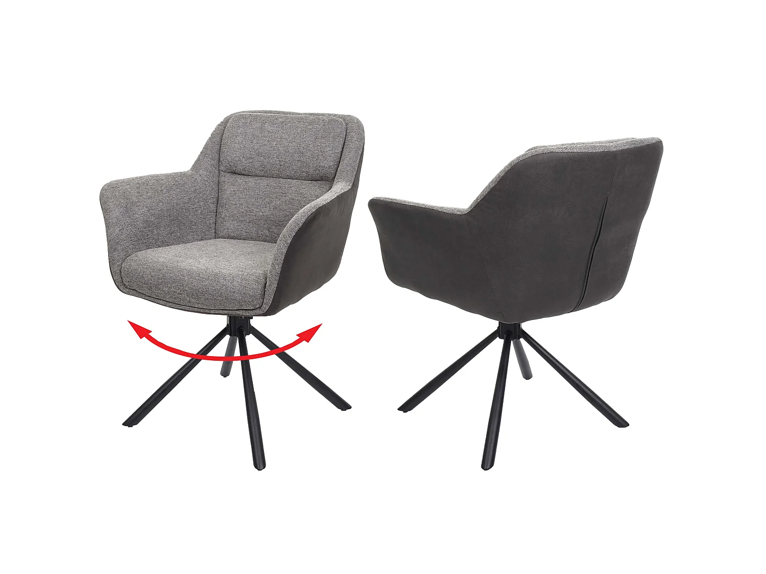 Esszimmerstuhl MCW-K33 (2er-Set), Kunstleder grau-dunkelgrau