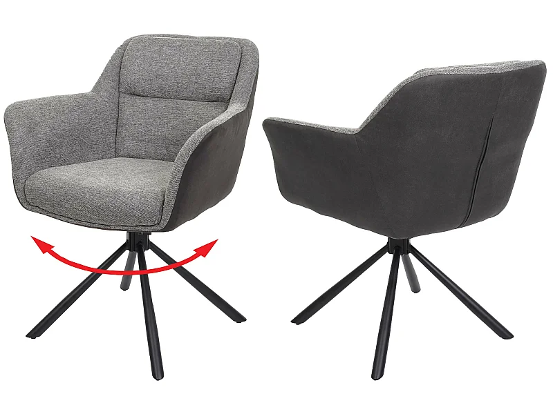 Esszimmerstuhl MCW-K33 (2er-Set), Kunstleder grau-dunkelgrau