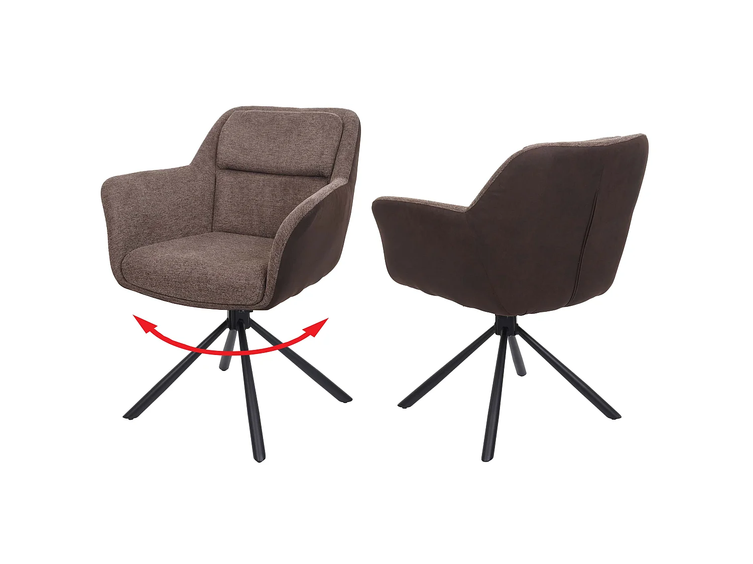 Esszimmerstuhl MCW-K33 (2er-Set), Kunstleder, braun-dunkelbraun