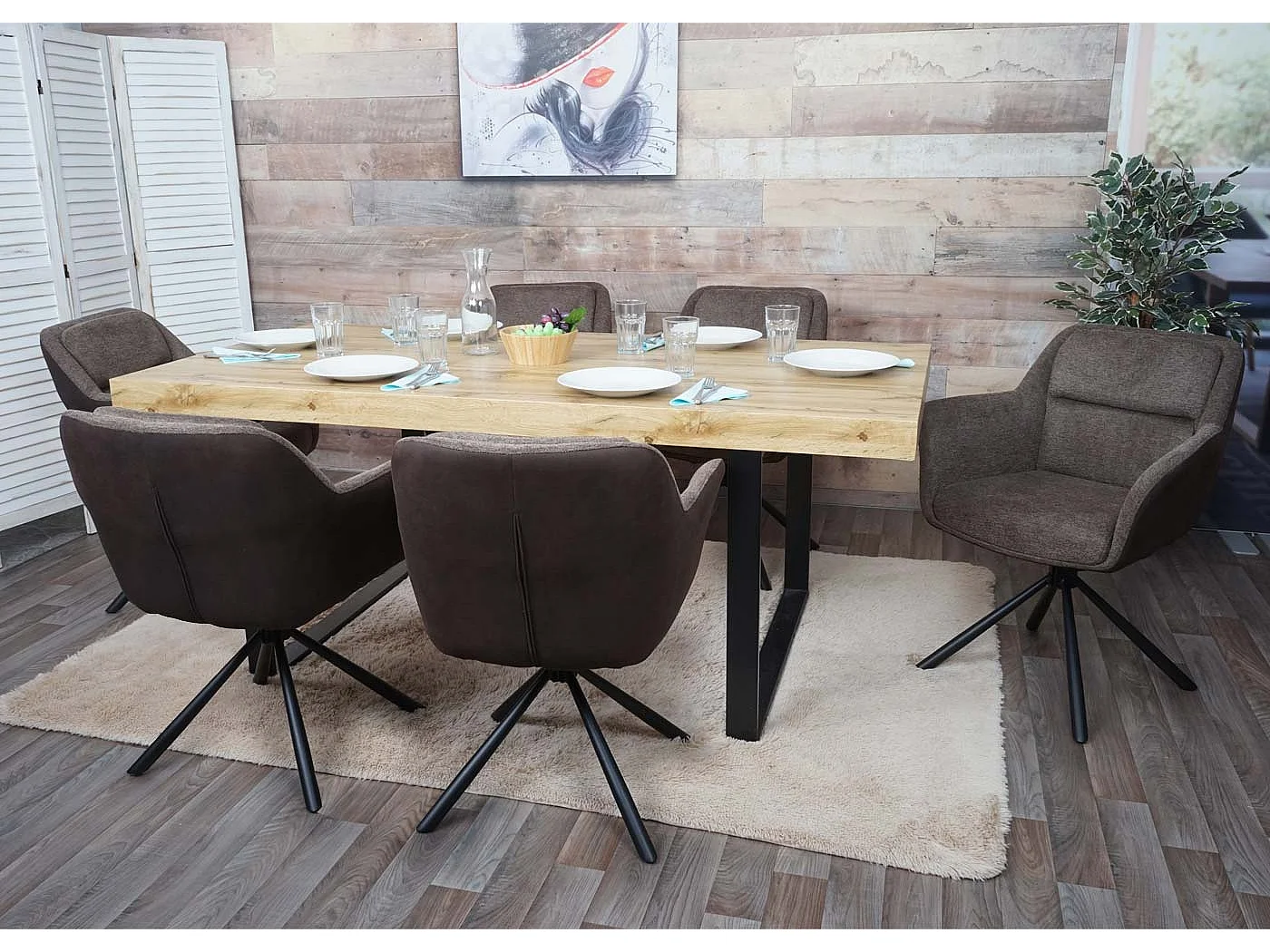 Esszimmerstuhl MCW-K33 (2er-Set), Kunstleder, braun-dunkelbraun