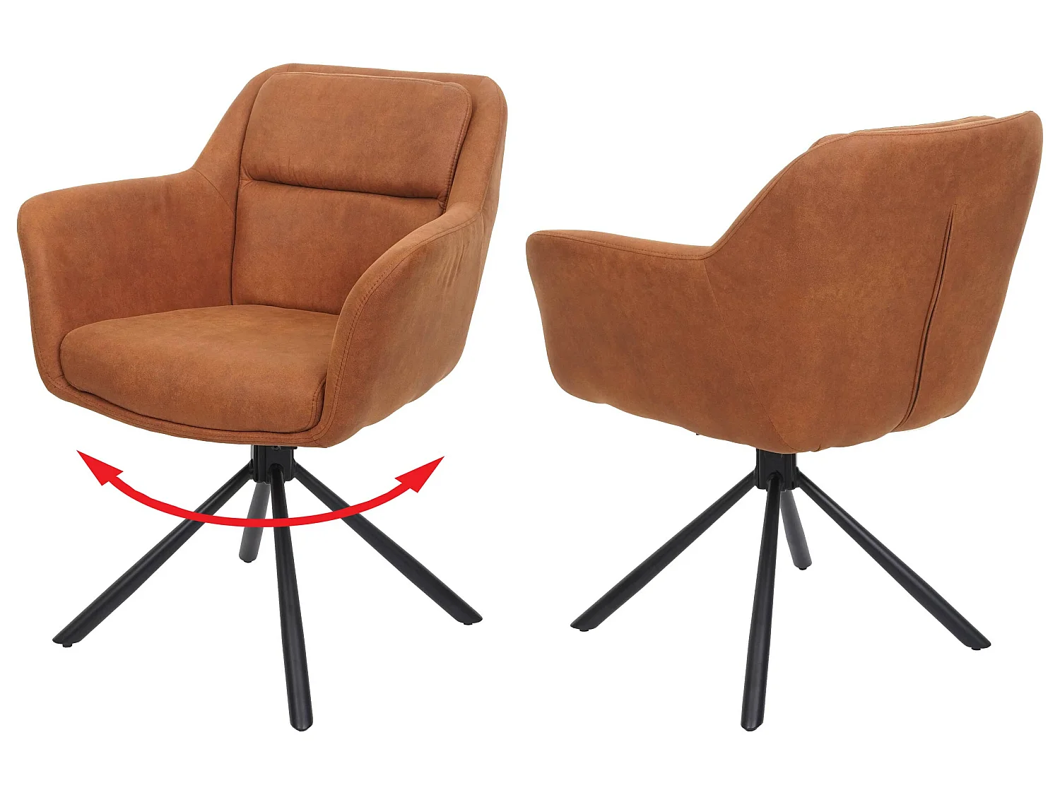 Krzesło do jadalni MCW-K33 (zestaw 2 sztuk),  zamszowy wygląd brązowy