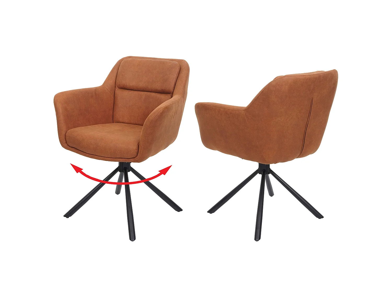 Esszimmerstuhl MCW-K33 (2er-Set), Wildleder-Optik braun