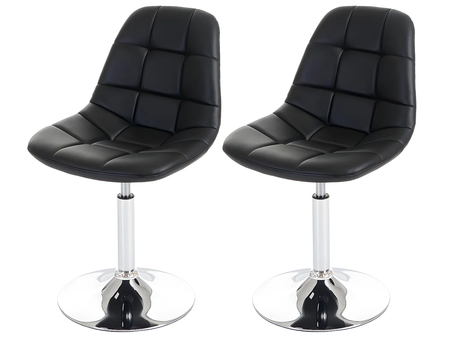 Silla de comedor MCW-A60 (set de 2),  piel sintética negra